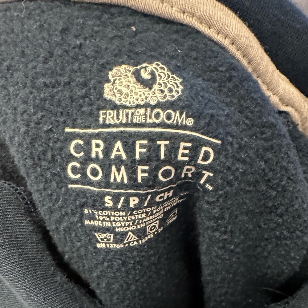 Fruit of the Loom Crafted Comfort Fleece Lined Hoodie Navy Blue Size S - Picture 3 of 8